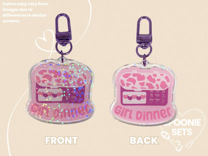 Girl Dinner Acrylic Charm Keychain: Tubie Feeding Tube Pump-2-Spoonie Sets