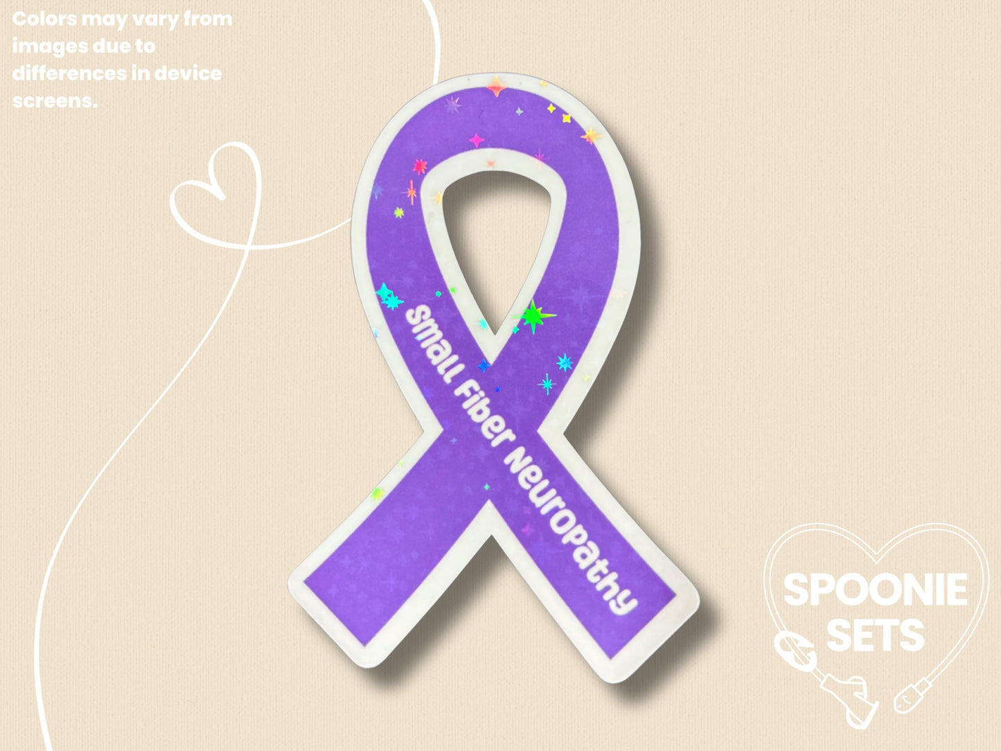 Small Fiber Neuropathy Awareness Sticker: Purple Ribbon Decal