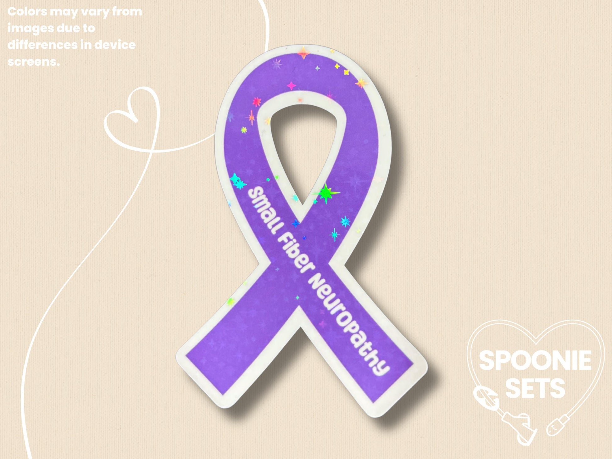 Small Fiber Neuropathy Awareness Sticker: Purple Ribbon Decal