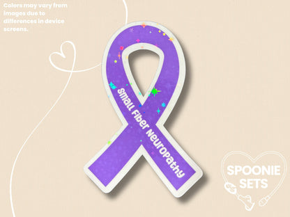 Small Fiber Neuropathy Awareness Sticker: Purple Ribbon Decal-1-Spoonie Sets