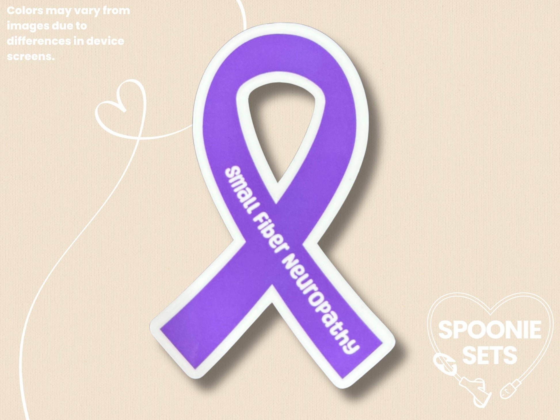 Small Fiber Neuropathy Awareness Sticker: Purple Ribbon Decal