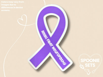 Small Fiber Neuropathy Awareness Sticker: Purple Ribbon Decal-2-Spoonie Sets