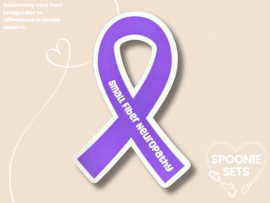 Small Fiber Neuropathy Awareness Sticker: Purple Ribbon Decal