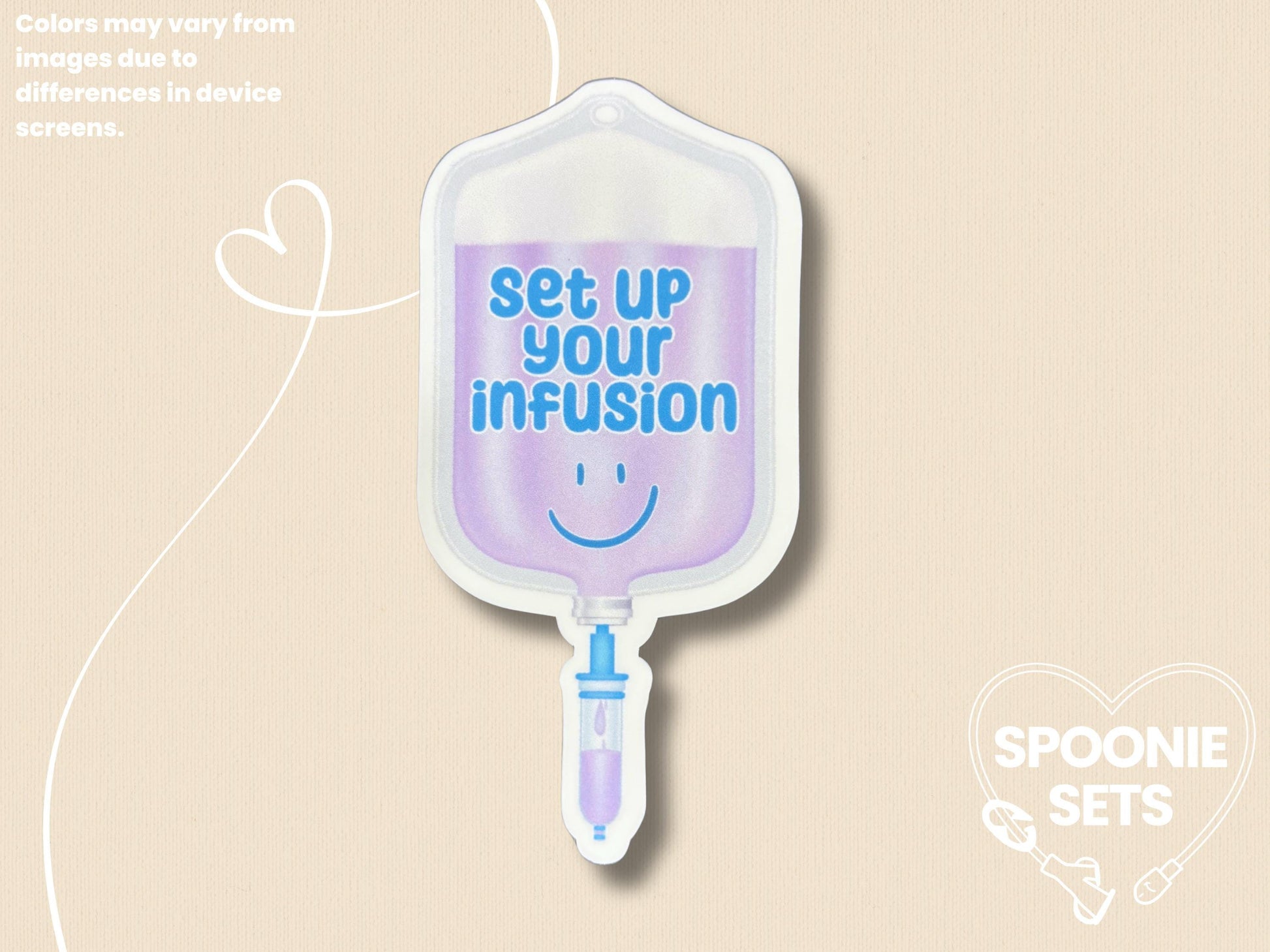 Set Up Your Infusion Sticker: Spoonie Sticker, Invisible Illness Decal, Chronic Illness Sticker, IV Fluids, IVIG, Holo Glitter