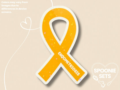 Endometriosis Awareness Ribbon Sticker: Women's Health Invisible Illness Support-1-STK-HOL-001-004-Holographic-Spoonie Sets