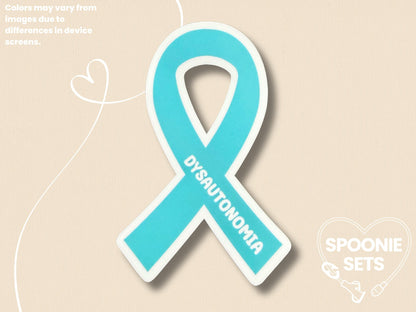 Dysautonomia Awareness Sticker: Teal Ribbon Decal for Invisible Illness Advocacy-3-STK-GLO-001-007-Glossy-Spoonie Sets