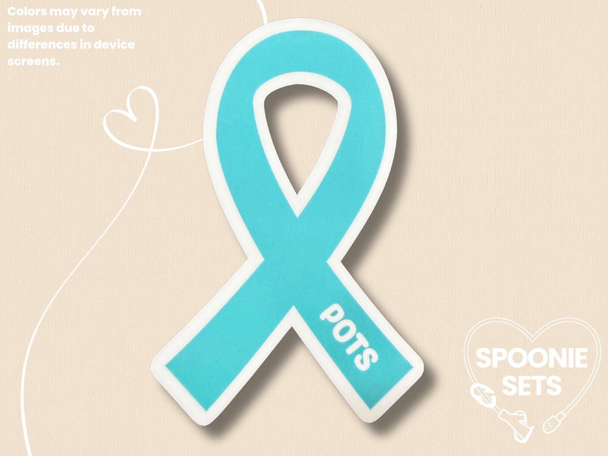 POTS Awareness Ribbon Sticker: Dysautonomia Awareness Decal-3-STK-GLO-001-003-Glossy-Spoonie Sets