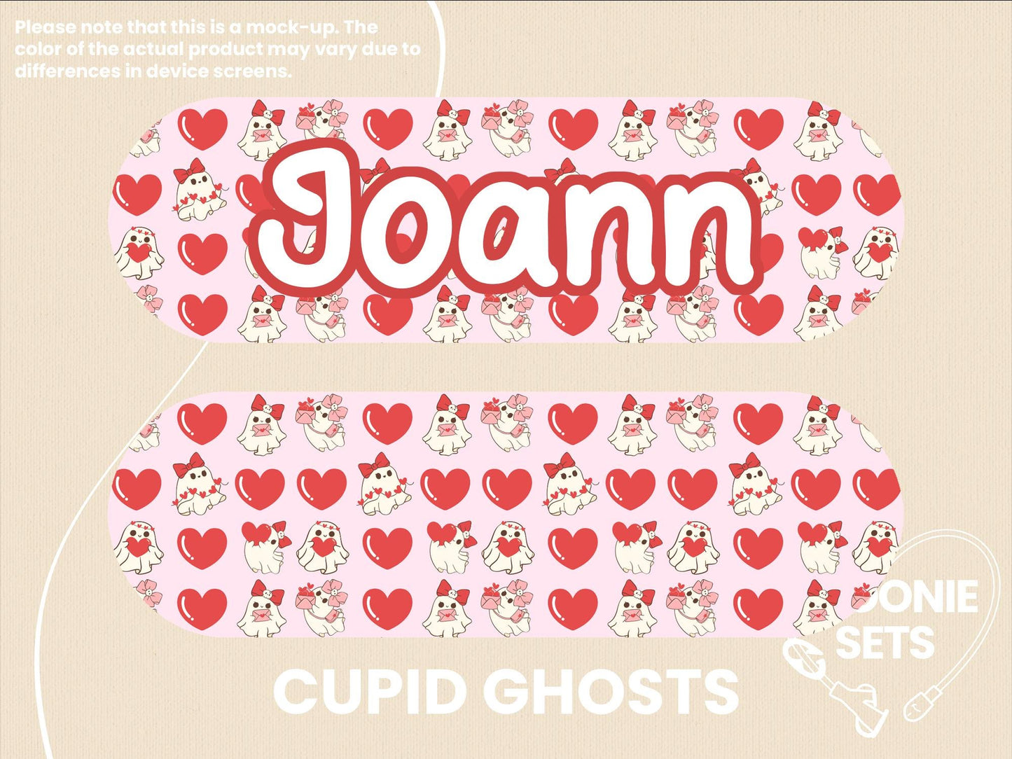 Valentine's Day Feeding Tube Pump Sticker: Cupid Ghosts, Love Letter, Cream Hearts