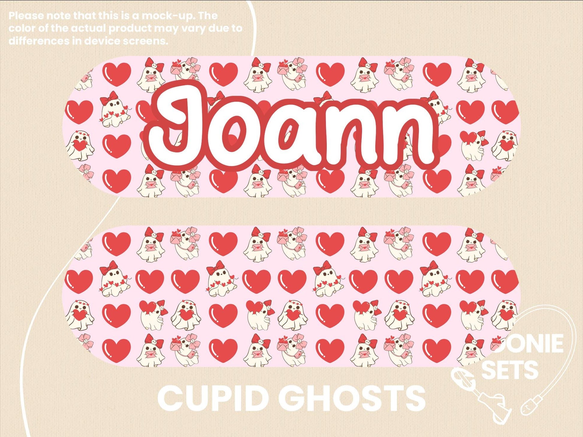 Valentine's Day Feeding Tube Pump Sticker: Cupid Ghosts, Love Letter, Cream Hearts