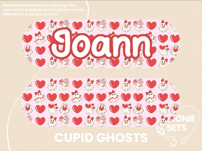 Valentine's Day Feeding Tube TPN Pump Sticker: Cupid Ghosts, Love Letter, Cream Hearts