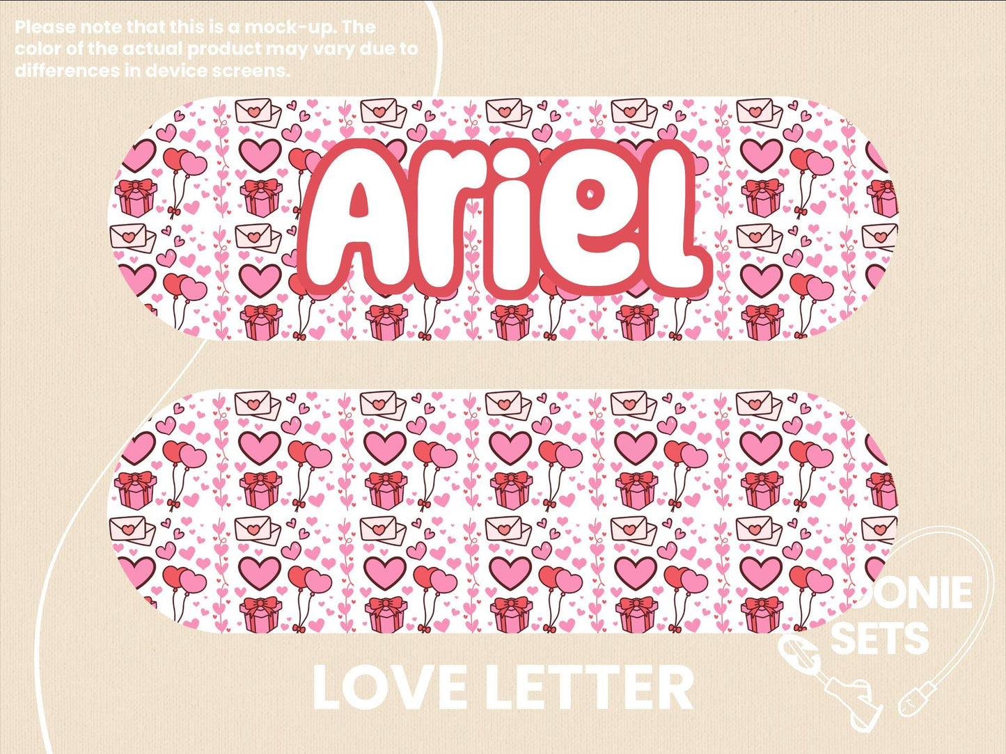 Valentine's Day Feeding Tube Pump Sticker: Cupid Ghosts, Love Letter, Cream Hearts