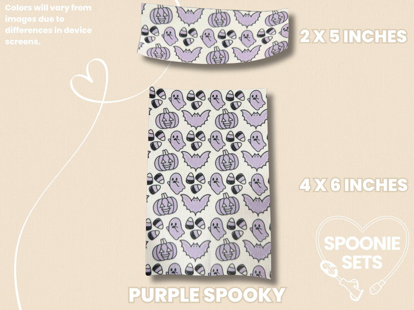 Halloween Tubie Tape: Cookies, Pumpkins, Ghosts, Potions for NG/NJ Feeding Tube/Central Line-7-TPE-4X6-005-005-Purple Spooky-4 x 6 Inches-Spoonie Sets