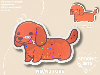 Tubie Dachshund Dog Sticker: G/GJ/J NG/NJ Feeding Tube Awareness - Spoonie Gift-3-STK-GLO-002-001-NG/NJ Tube-Glossy-Spoonie Sets