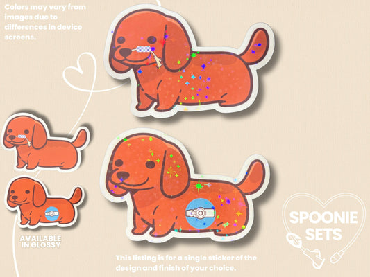 Tubie Dachshund Dog Sticker: G/GJ/J NG/NJ Feeding Tube Awareness - Spoonie Gift
