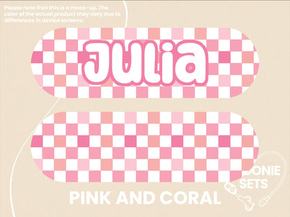 Feeding Tube TPN Pump Sticker: Checkered Designs - Pink, Purple, Blue, Green, Beige