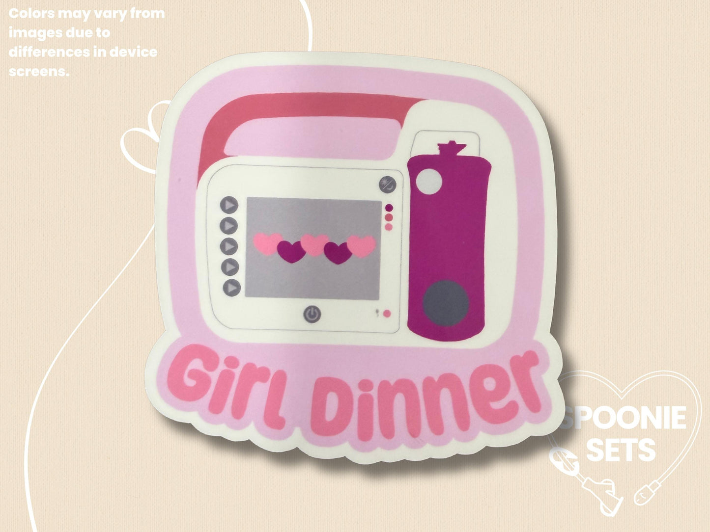 Girl Dinner Omni Feeding Tube Pump Sticker: Holo Glitter Tubie Decal