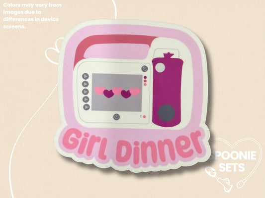 Girl Dinner Omni Feeding Tube Pump Sticker: Holo Glitter Tubie Decal