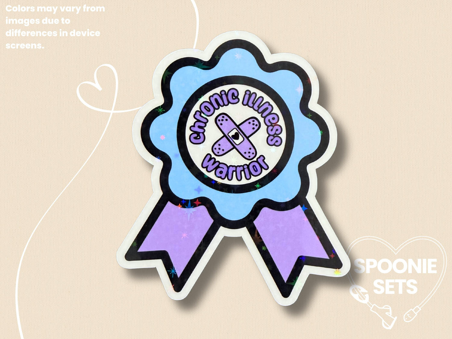 Chronic Illness Warrior Ribbon Sticker: Invisible Illness Awareness Decal-1-STK-HOL-007-002-Holographic-Spoonie Sets