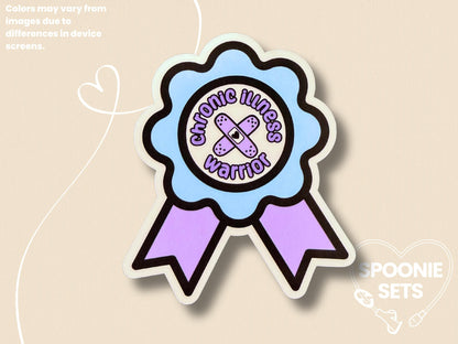 Chronic Illness Warrior Ribbon Sticker: Invisible Illness Awareness Decal-3-STK-GLO-007-002-Glossy-Spoonie Sets