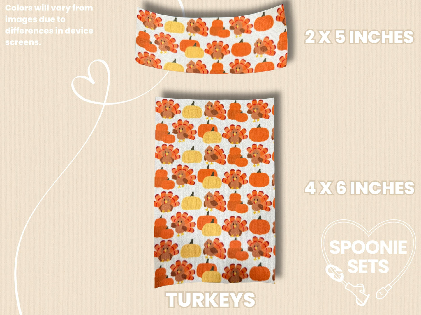 Thanksgiving Tubie Tape: Turkey, Pumpkin Pie, Holiday Dinner-3-TPE-4X6-034-002-Turkeys-4 x 6 Inches-Spoonie Sets