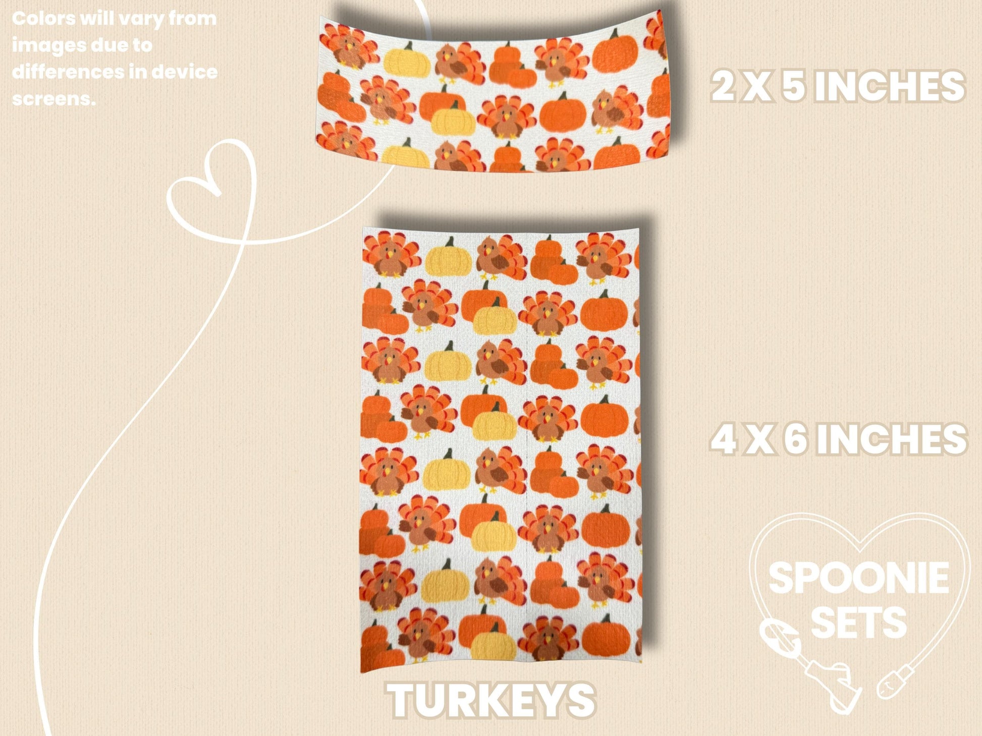 Thanksgiving Tubie Tape: Turkey, Pumpkin Pie, Holiday Dinner-3-TPE-4X6-034-002-Turkeys-4 x 6 Inches-Spoonie Sets