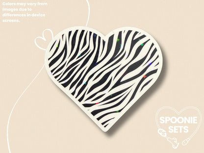 Zebra Rare Disease Heart Sticker: Ehlers Danlos Syndrome Advocacy-1-STK-HOL-010-002-Holographic-Spoonie Sets