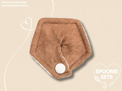 Tubie Pad - Brown Corduroy for G/GJ/J Feeding Tubes, Surgical Catheters-1-Spoonie Sets