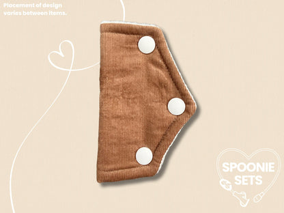 Port Cover - Brown Corduroy for NG/NJ/G/GJ/J Feeding Tubes-1-Spoonie Sets