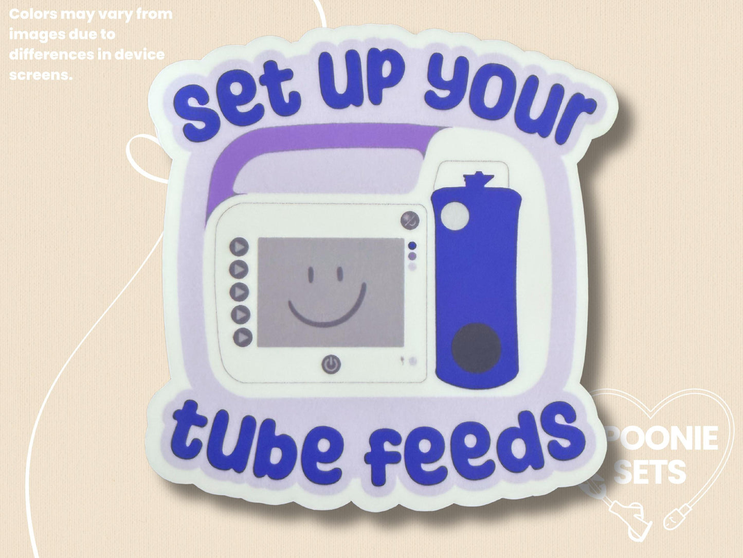 Set Up Your Tube Feeds Omni Sticker: Spoonie, Tubie, Feeding Tube Decal-2-STK-GLO-003-005-Glossy-Spoonie Sets