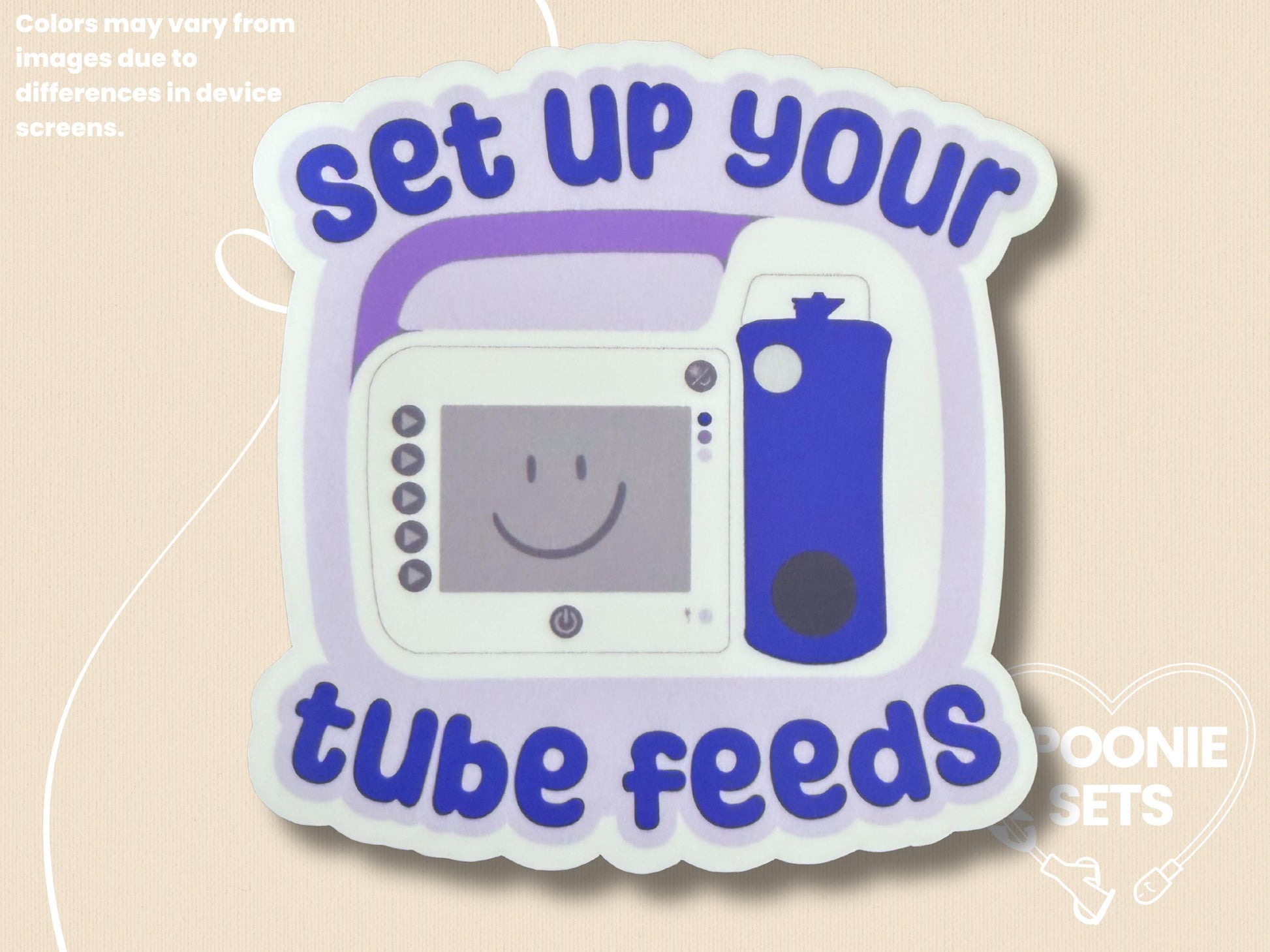 Set Up Your Tube Feeds Omni Sticker: Spoonie, Tubie, Feeding Tube Decal-2-STK-GLO-003-005-Glossy-Spoonie Sets