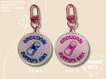 Emotional Support Salt Acrylic Keychain: Holographic POTS Dysautonomia Charm-1-Spoonie Sets