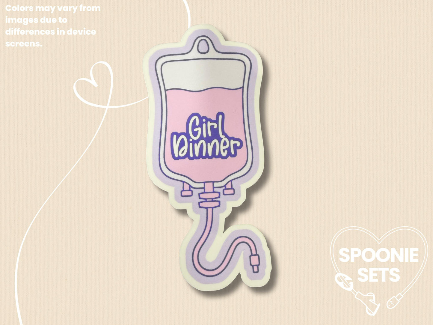 Girl Dinner TPN Bag Sticker: Holo Glitter Parenteral Nutrition Decal-3-Spoonie Sets