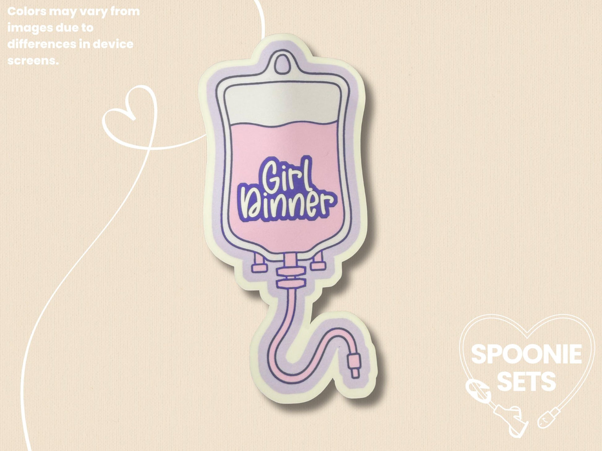 Girl Dinner TPN Bag Sticker: Holo Glitter Parenteral Nutrition Decal-3-Spoonie Sets