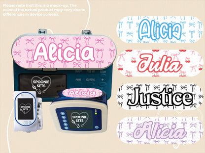 Coquette Feeding Tube TPN Pump Sticker: Ribbons, Bows, Cherries