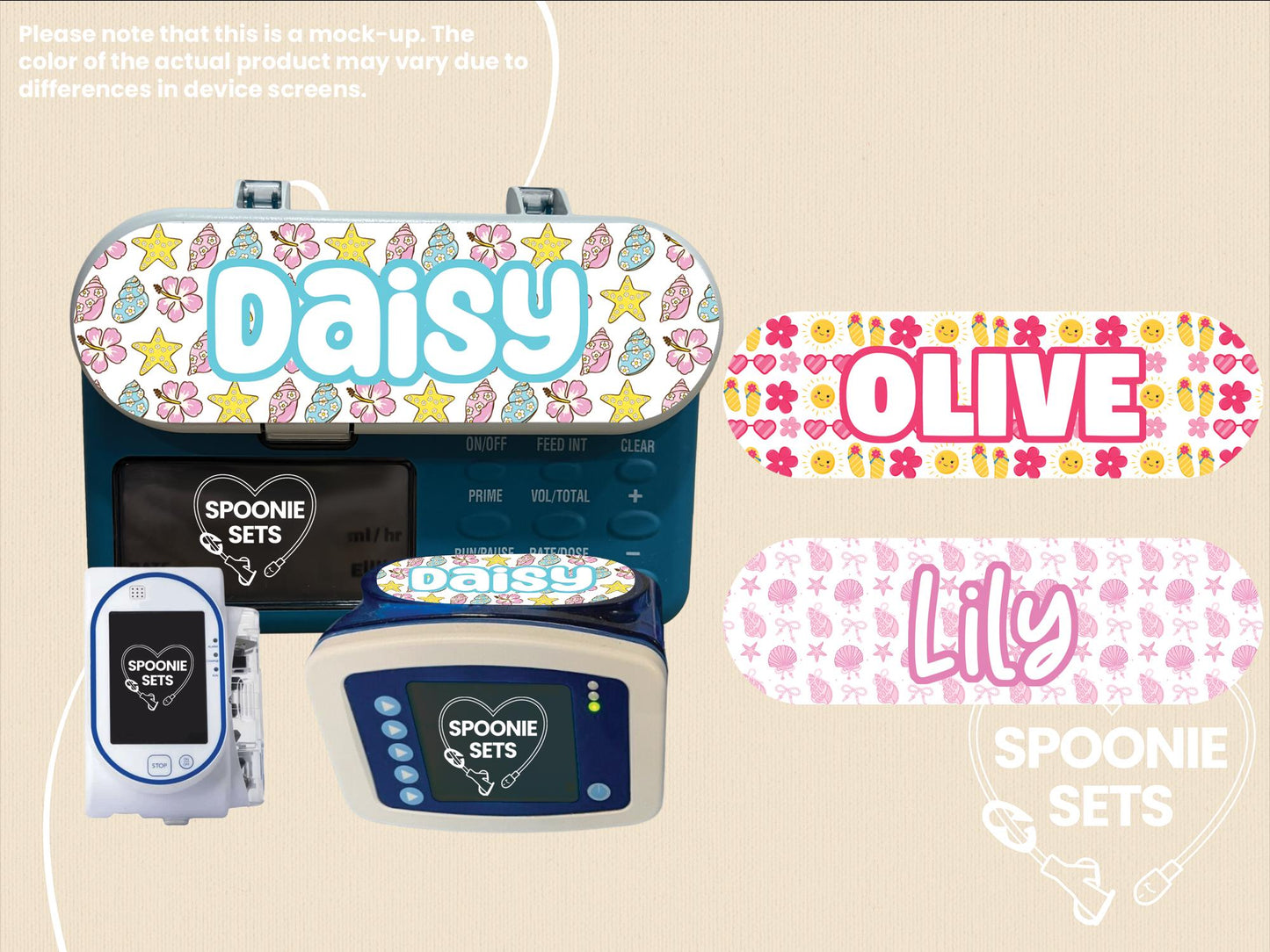 Feeding Tube TPN Pump Sticker: Summer Collection - Floral, Seashells, Flip Flops