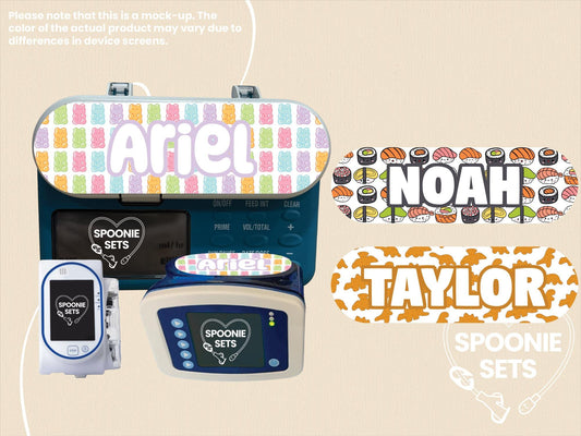 Feeding Tube TPN Pump Sticker: Snack Collection - Dino Nuggets, Gummy Bears, Sushi