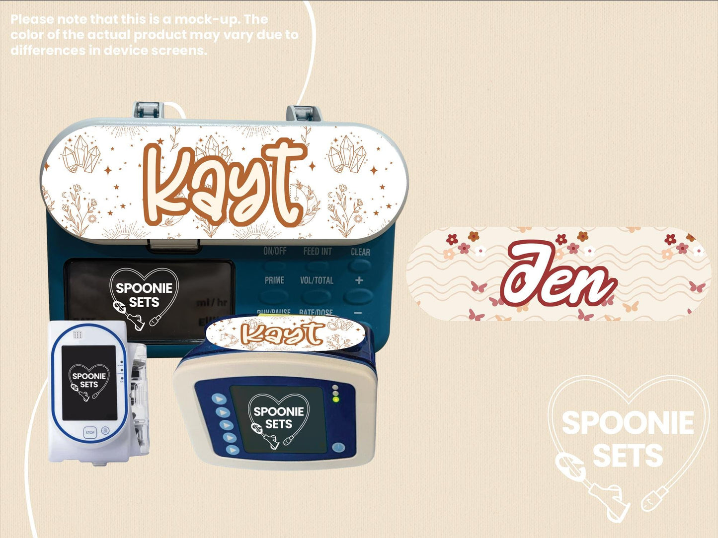 Boho Feeding Tube TPN Pump Sticker: Butterflies, Crystals