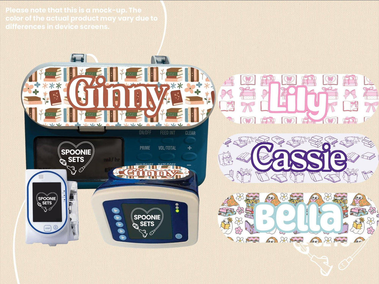 Feeding Tube TPN Pump Sticker: Reading Collection - Floral, Cats, Ghosts