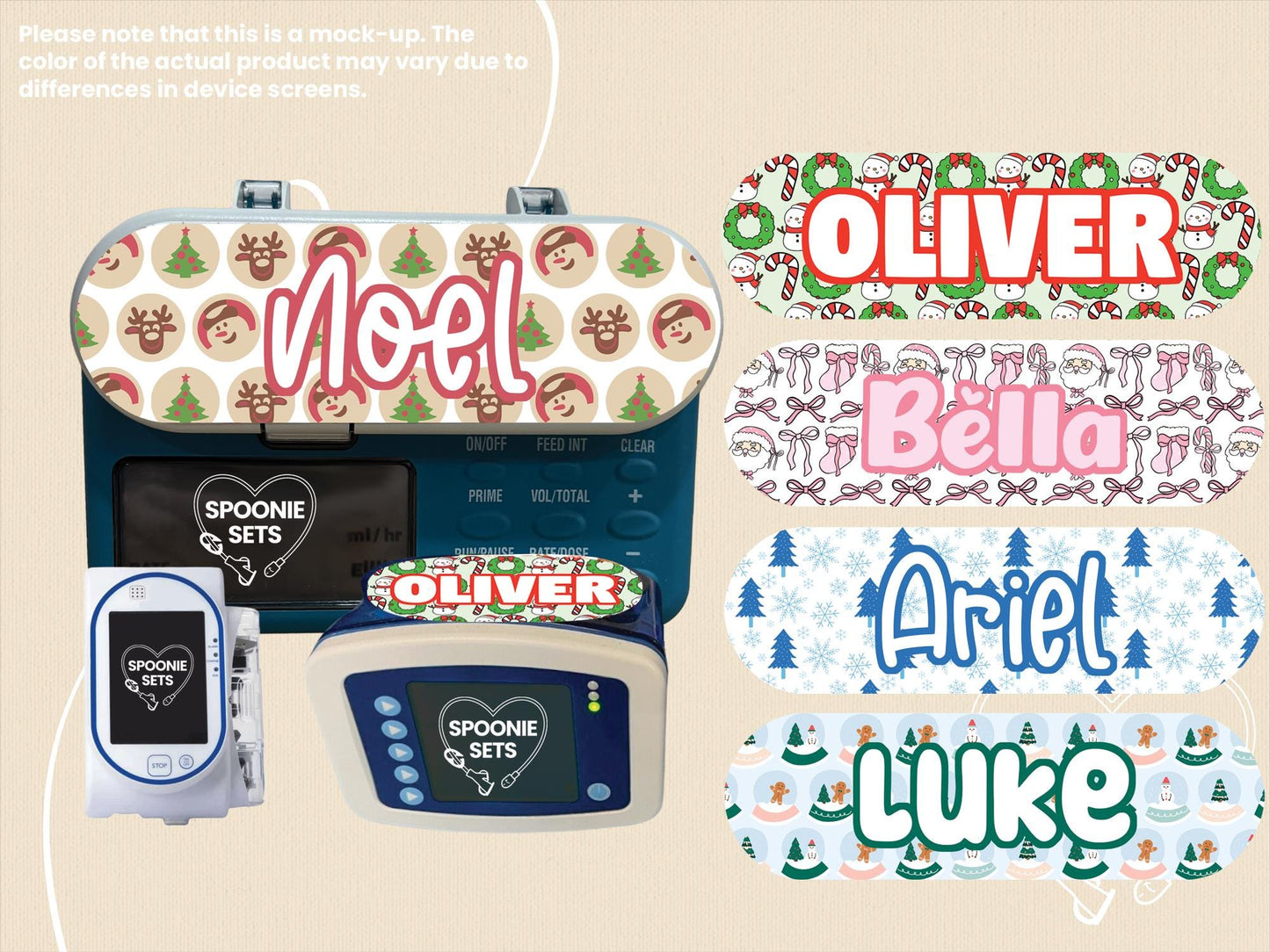 Feeding Tube TPN Pump Sticker: Christmas Collection - Snowmen, Snow Globes, Snowflakes, Santa, Cookies