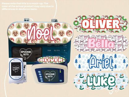 Feeding Tube TPN Pump Sticker: Christmas Collection - Snowmen, Snow Globes, Snowflakes, Santa, Cookies