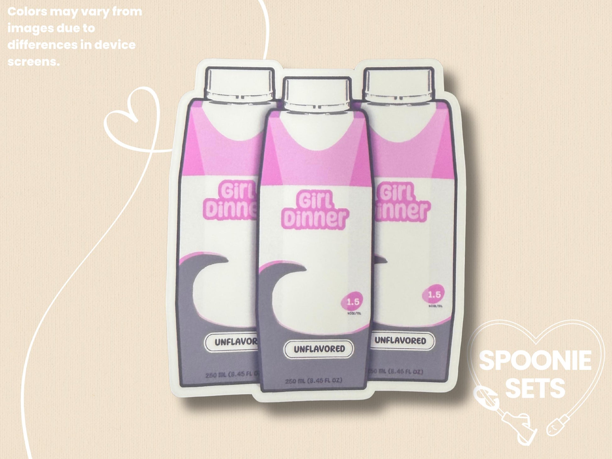 Girl Dinner Formula Bottles Sticker: Holo Glitter Tubie Decal-3-Spoonie Sets