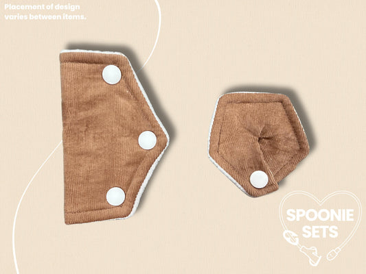 Tubie Pad - Brown Corduroy for G/GJ/J Feeding Tubes, Surgical Catheters-2-Spoonie Sets