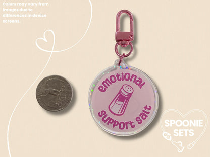 Emotional Support Salt Acrylic Keychain: Holographic POTS Dysautonomia Charm-4-Spoonie Sets