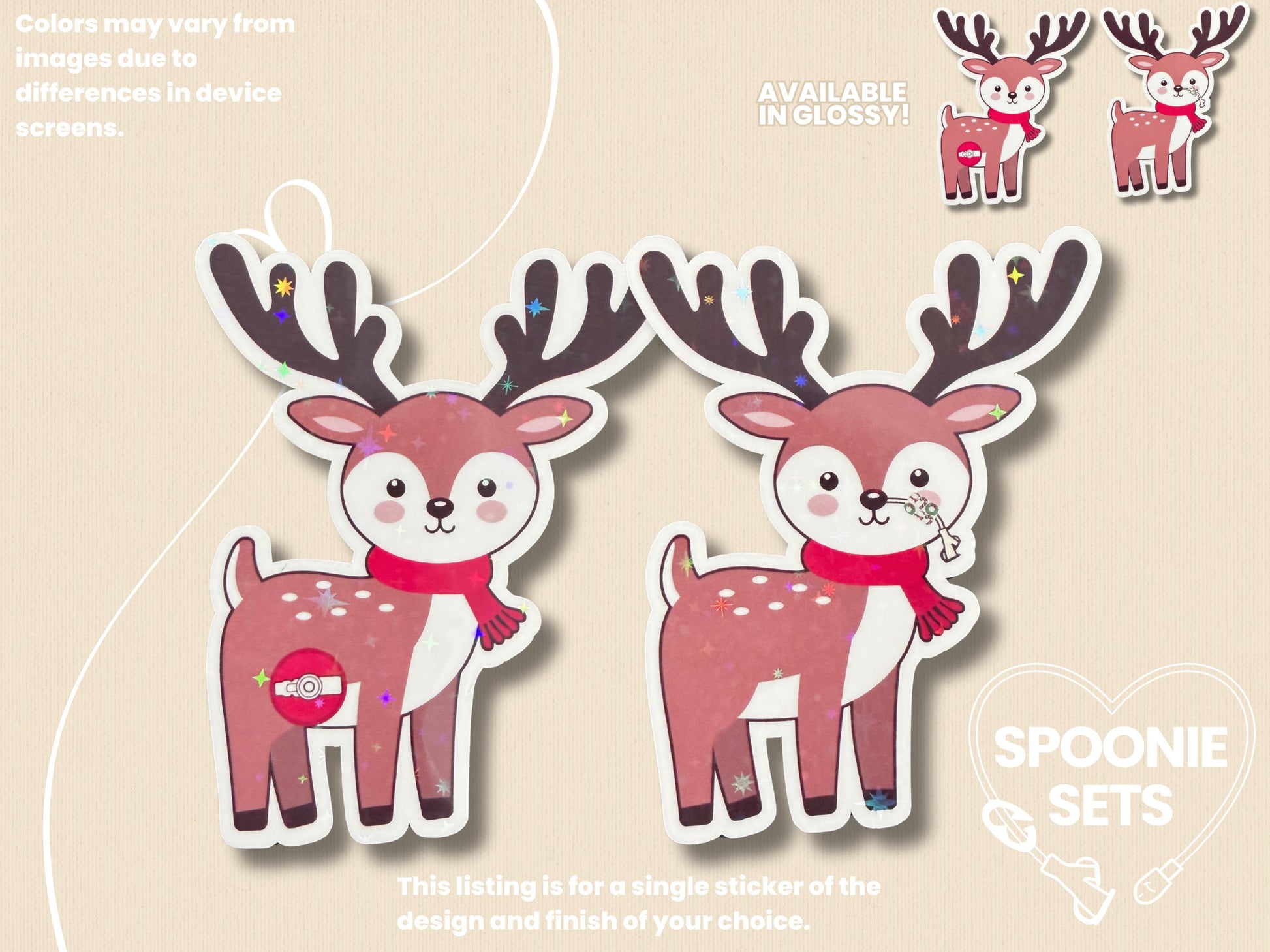 Tubie Festive Reindeer Sticker: Feeding Tube Awareness Christmas Gift-1-Spoonie Sets