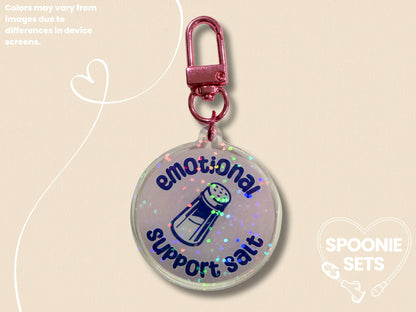 Emotional Support Salt Acrylic Keychain: Holographic POTS Dysautonomia Charm-2-Spoonie Sets