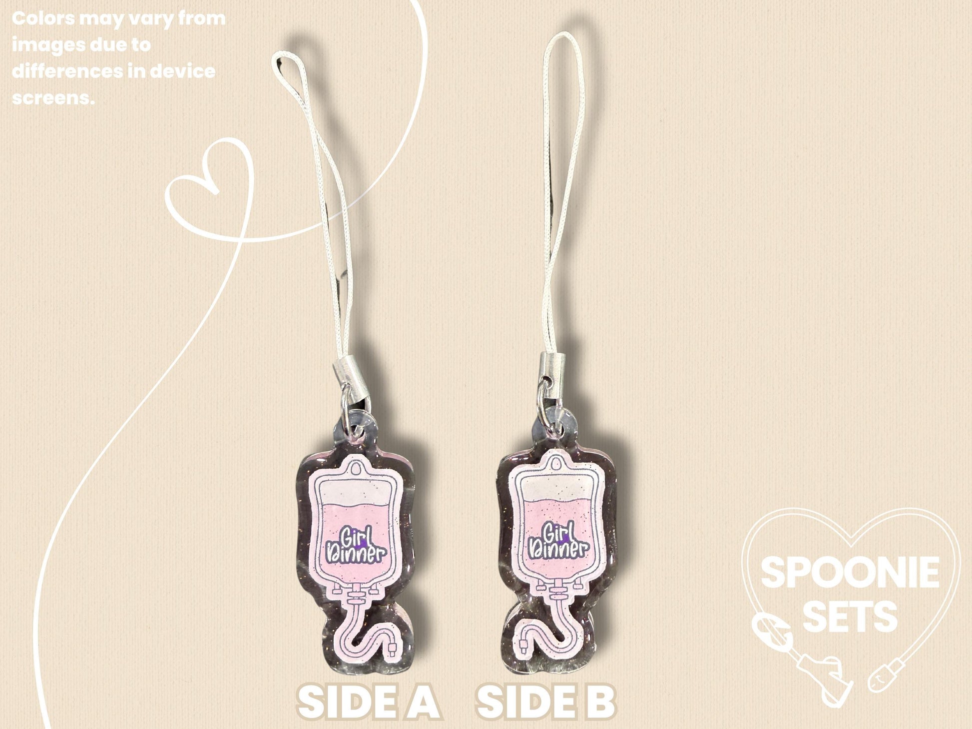 Girl Dinner Acrylic Phone Charm Keychain: TPN Parenteral Infusion Bag