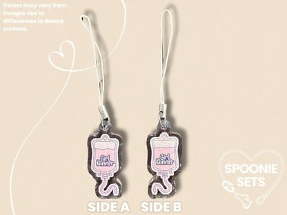 Girl Dinner Acrylic Phone Charm Keychain: TPN Parenteral Infusion Bag