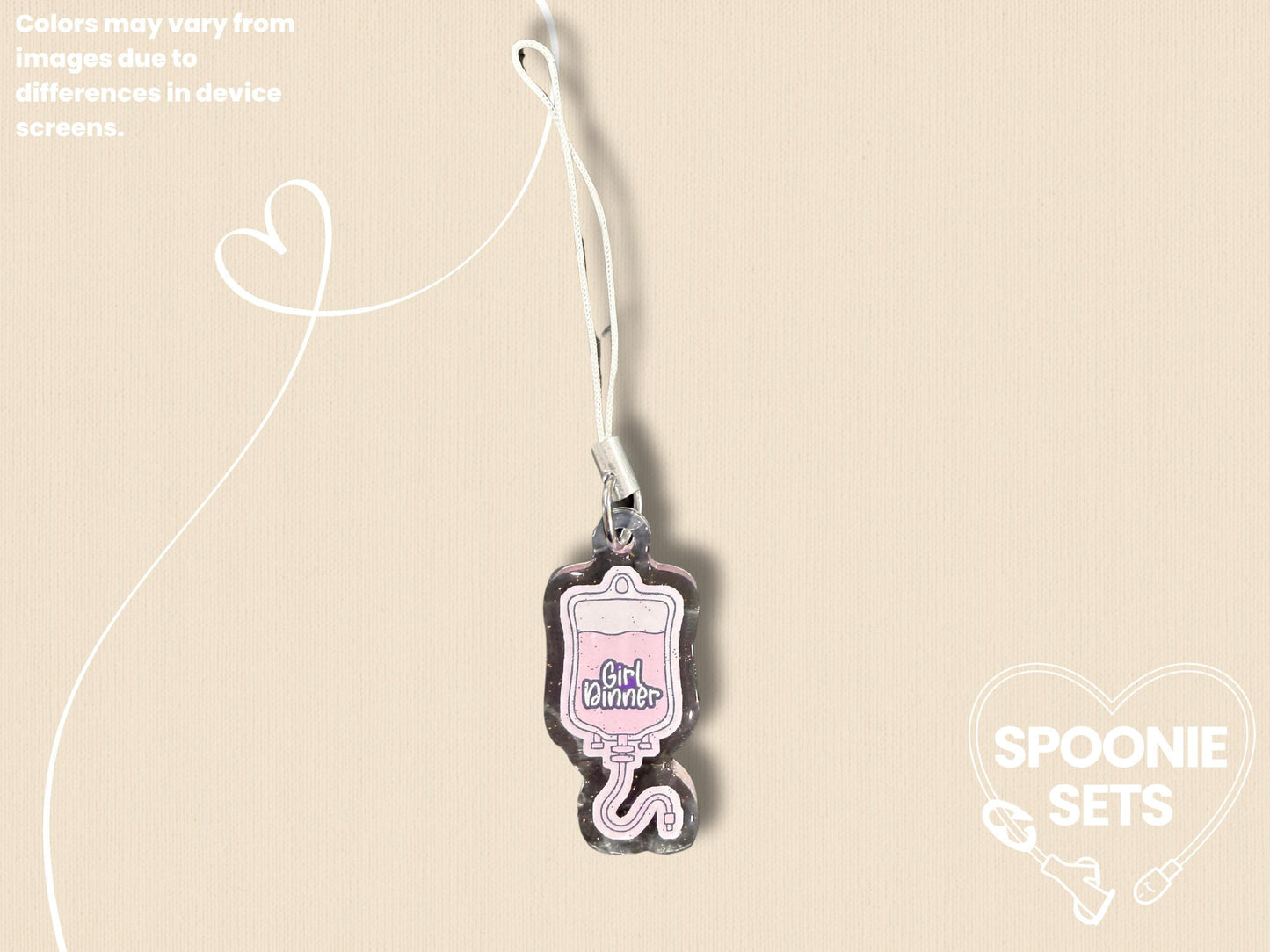 Girl Dinner Acrylic Phone Charm Keychain: TPN Parenteral Infusion Bag