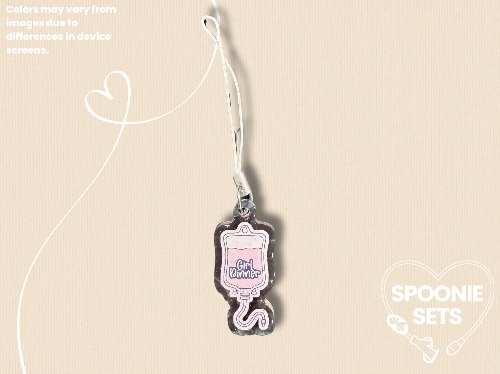 Girl Dinner Acrylic Phone Charm Keychain: TPN Parenteral Infusion Bag