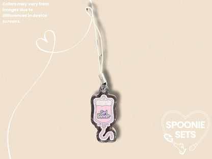 Girl Dinner Acrylic Phone Charm Keychain: TPN Parenteral Infusion Bag